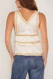 Saint Art Maisy Embellished Silk Top in Ivory