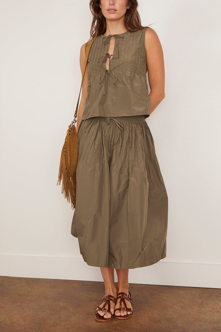 Saint Art Nina Tie Front Top in Olive