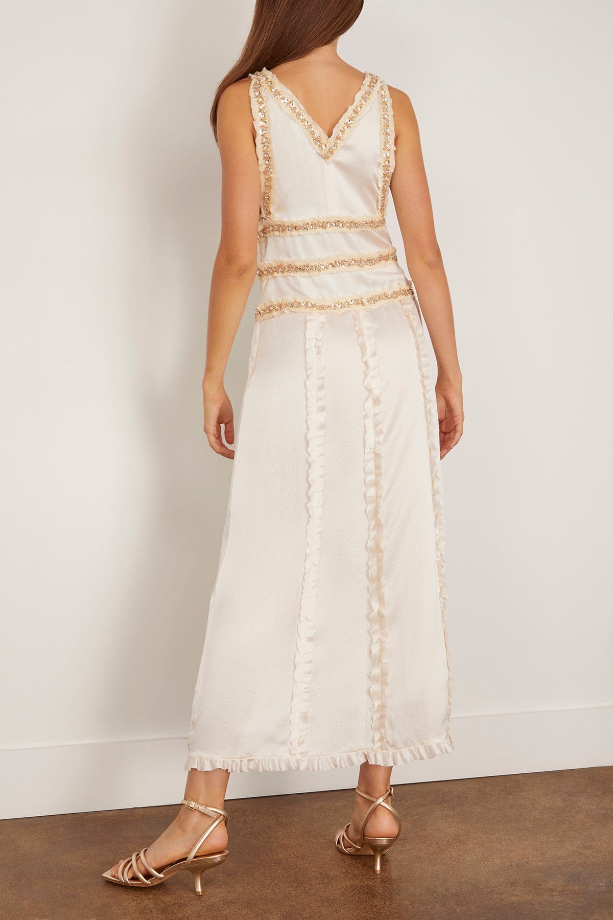 Saint Art Nola Embellished Silk Dress in Ivory Hampden Clothing Saint Art Nola Embellished Silk Dress in Ivory Hampden Clothing