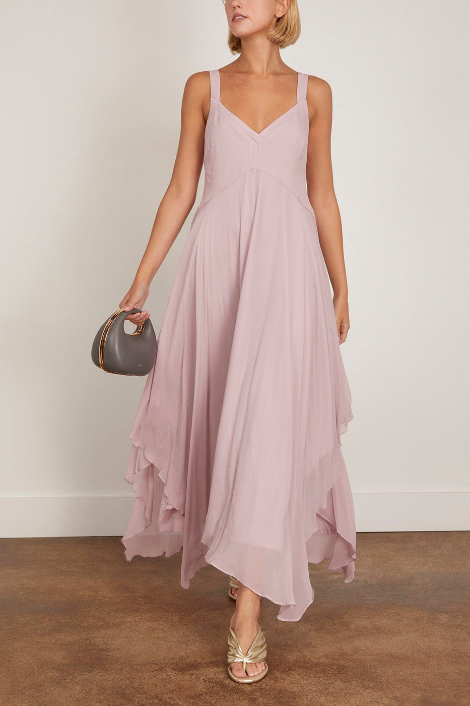 Saint Art Riley Handkerchief Dress in Dusty Pink