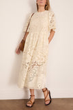 Sea Arianna Lace Short Sleeve Midi Dress in Cream