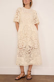 Sea Arianna Lace Short Sleeve Midi Dress in Cream