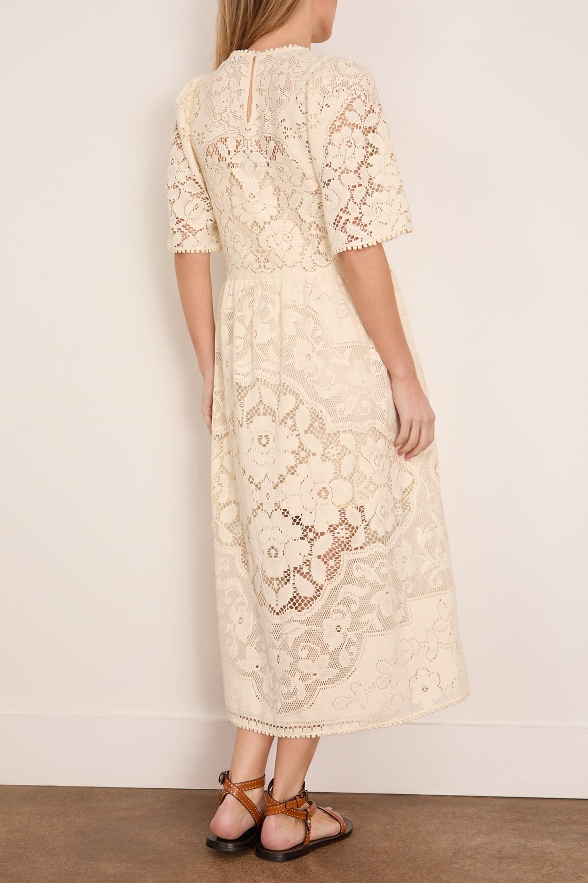 SEA NY Arianna Lace Short Sleeve Midi Dress in Cream – Hampden Clothing SEA NY Arianna Lace Short Sleeve Midi Dress in Cream – Hampden Clothing