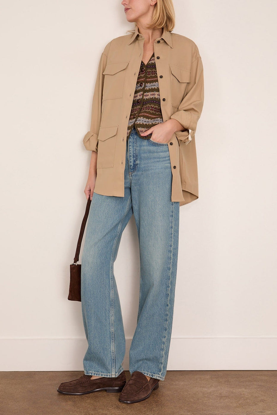 Sea Ciara Fair Isle Knit Combo Vest in Olive