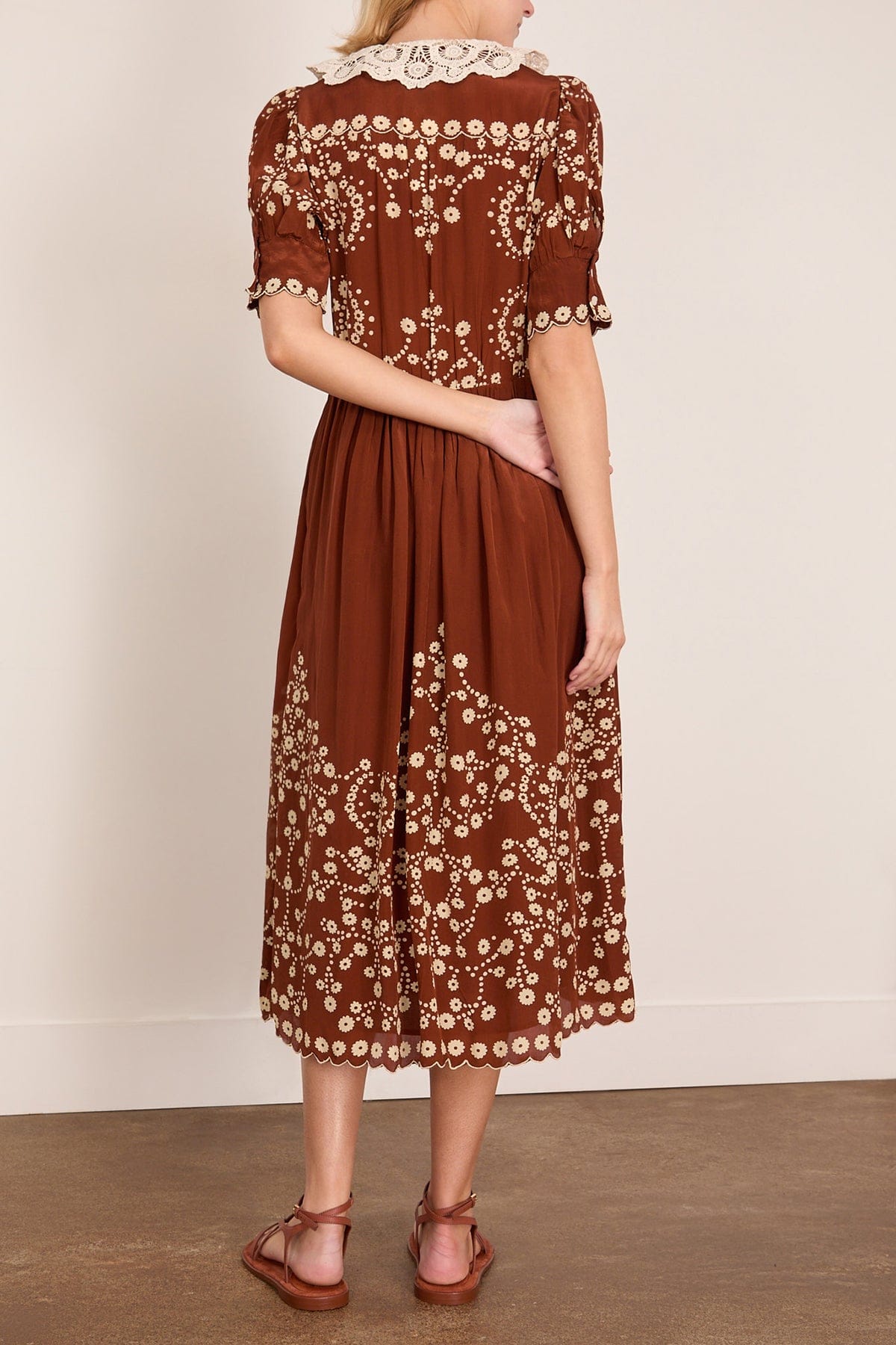 lace trimmed short sleeve midi dress XIAONU Women's Lace-Trim Spring Midi Dress Short-Sleeve Flowy Dresses Daily Casual Long Tunic