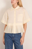 Sea Solene Solid Combo Short Sleeve Shirt in Cream