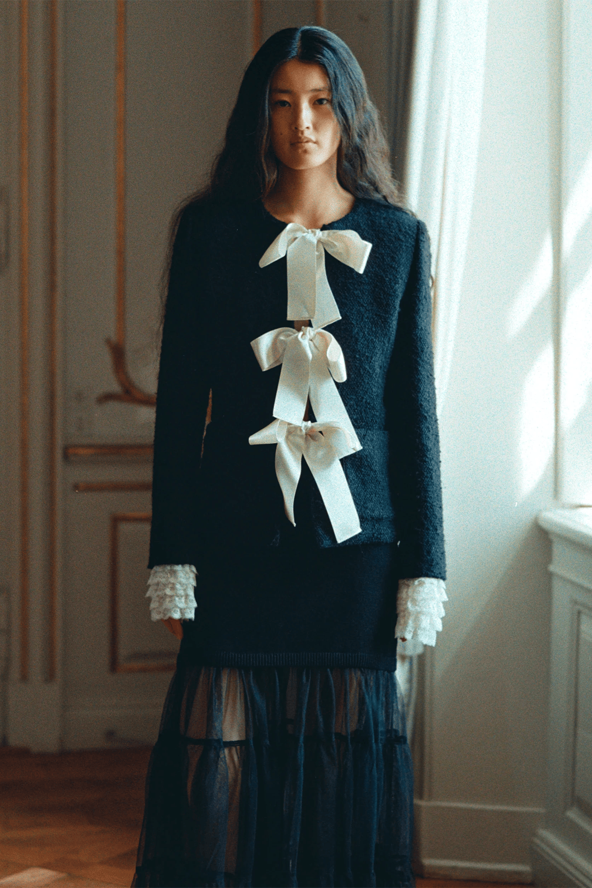 Sea Seraphine Solid Bow Jacket in Black