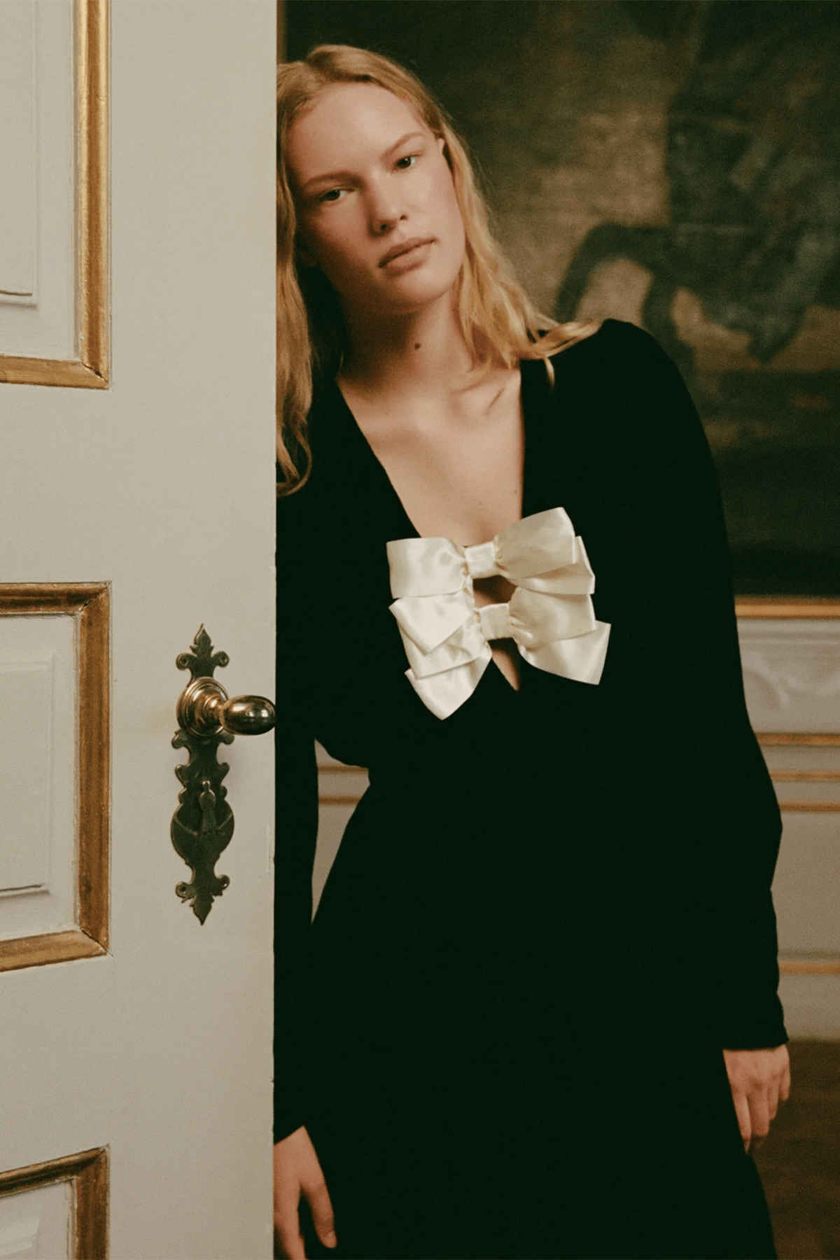 Sea Seraphine Velvet Long Sleeve Top in Black