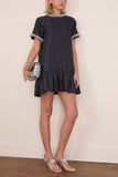 Simkhai Alison Short Sleeve Mini Dress in Midnight