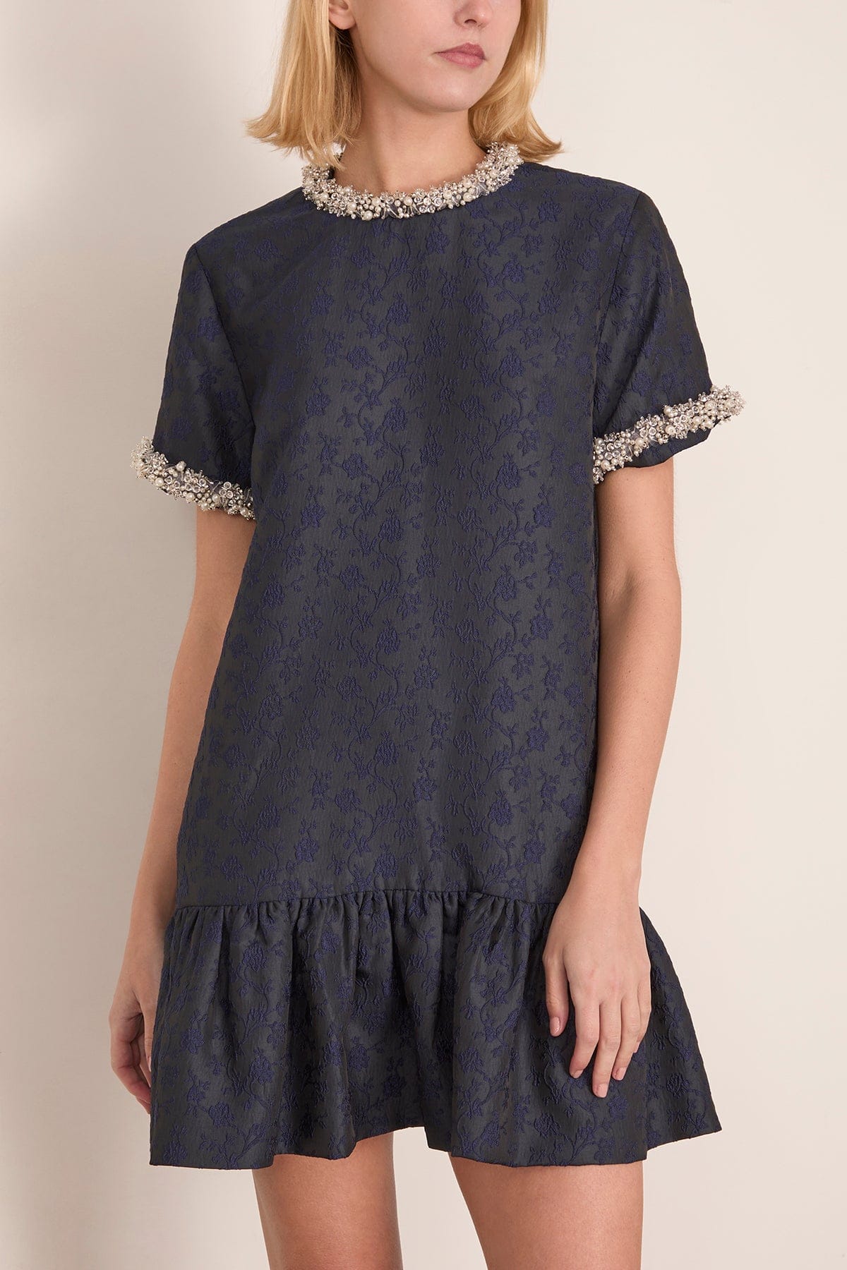 Simkhai Alison Short Sleeve Mini Dress in Midnight