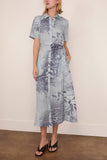 Simkhai Audria Short Sleeve Belted Midi Dress in Sky Floral