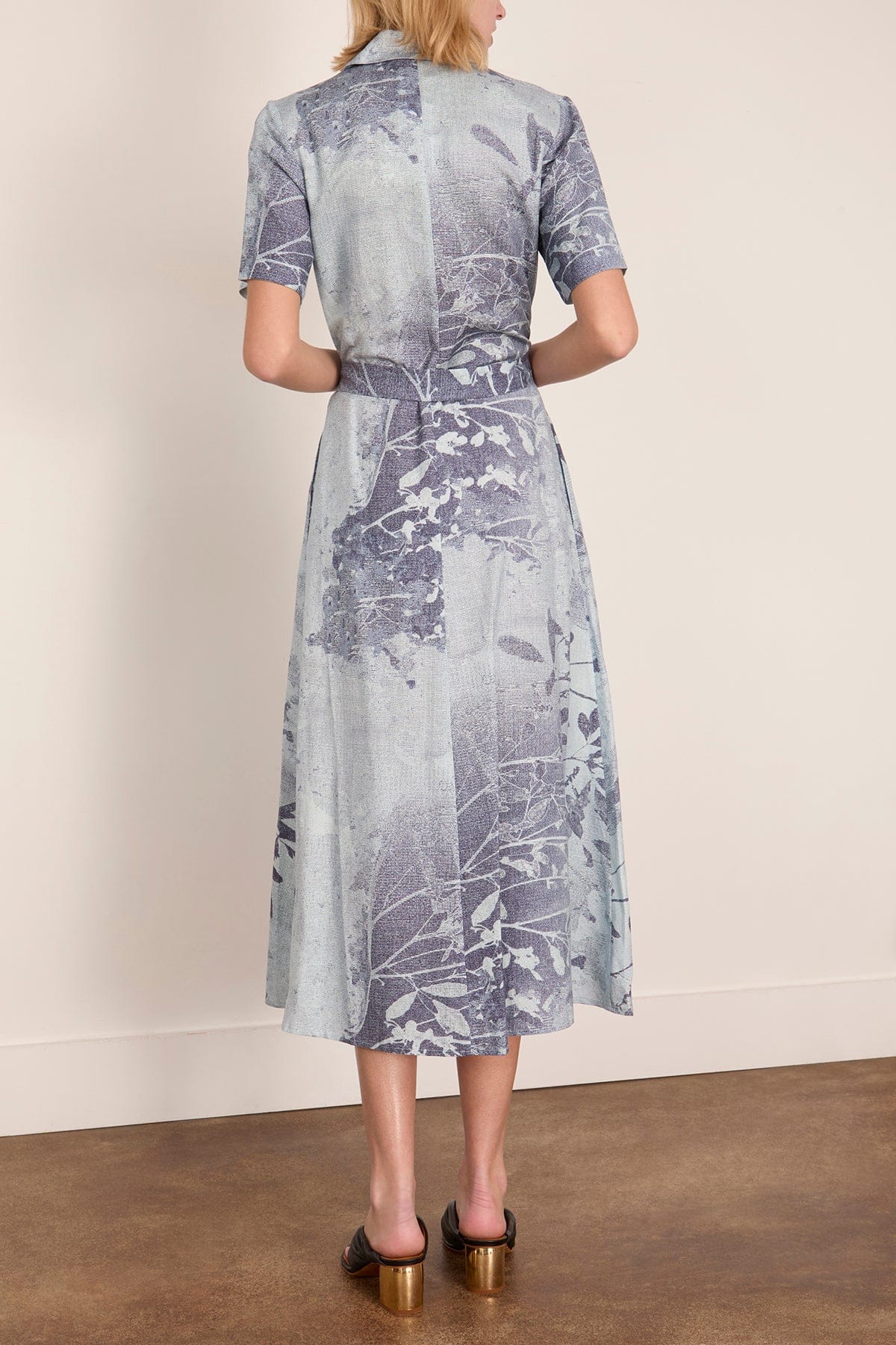 Simkhai Audria Short Sleeve Belted Midi Dress in Sky Floral Hampden Clothing Simkhai Audria Short Sleeve Belted Midi Dress in Sky Floral Hampden Clothing