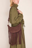 Simkhai Avery Fringe Suede Crossbody Bag in Cacao