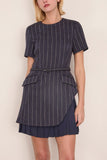 Simkhai Blakely Short Sleeve Mini Dress in Midnight Stripe