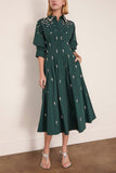 Simkhai Jazz Embellished Pintuck Midi Dress in Emerald