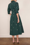 Simkhai Jazz Embellished Pintuck Midi Dress in Emerald