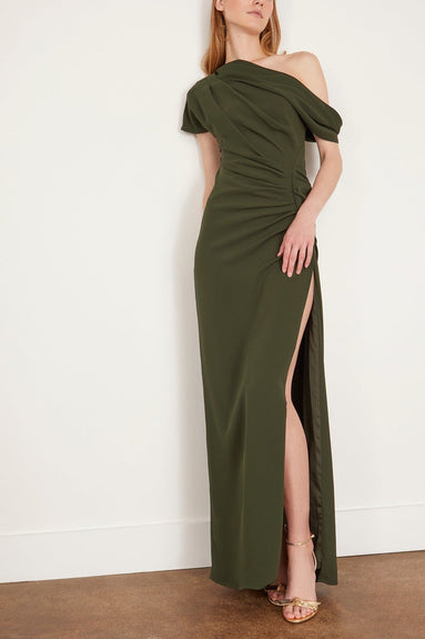 Simkhai Gowns Kally Sleeveless Draped Maxi Dress in Everest Simkhai Kally Sleeveless Draped Midi Dress in Everest