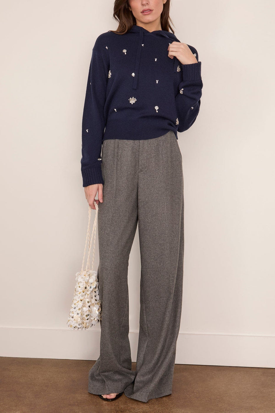 Simkhai Karmen Embellished Hooded Top in Midnight