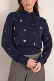 Simkhai Karmen Embellished Hooded Top in Midnight
