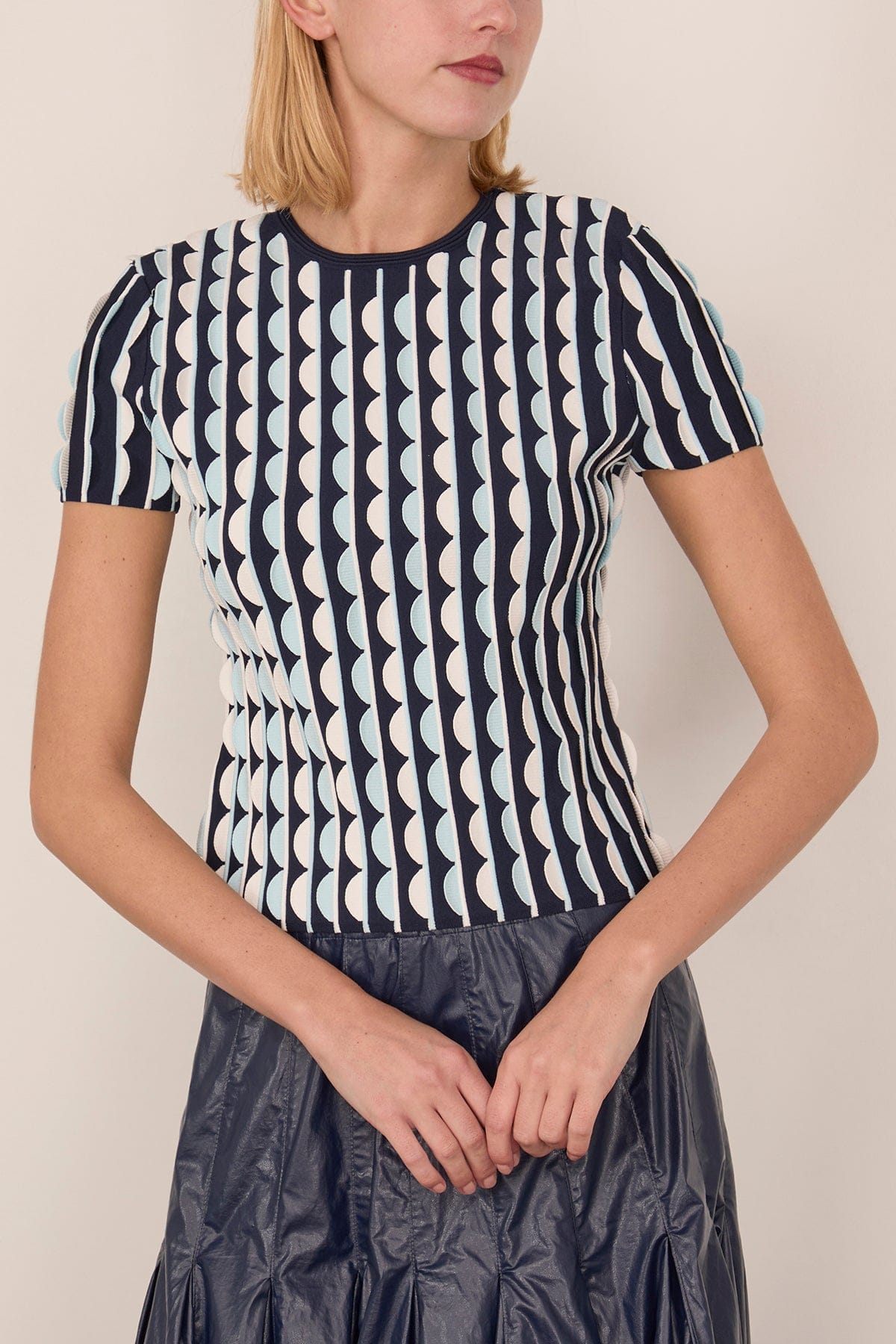 Simkhai Kendra Short Sleeve Top in Sky Multi