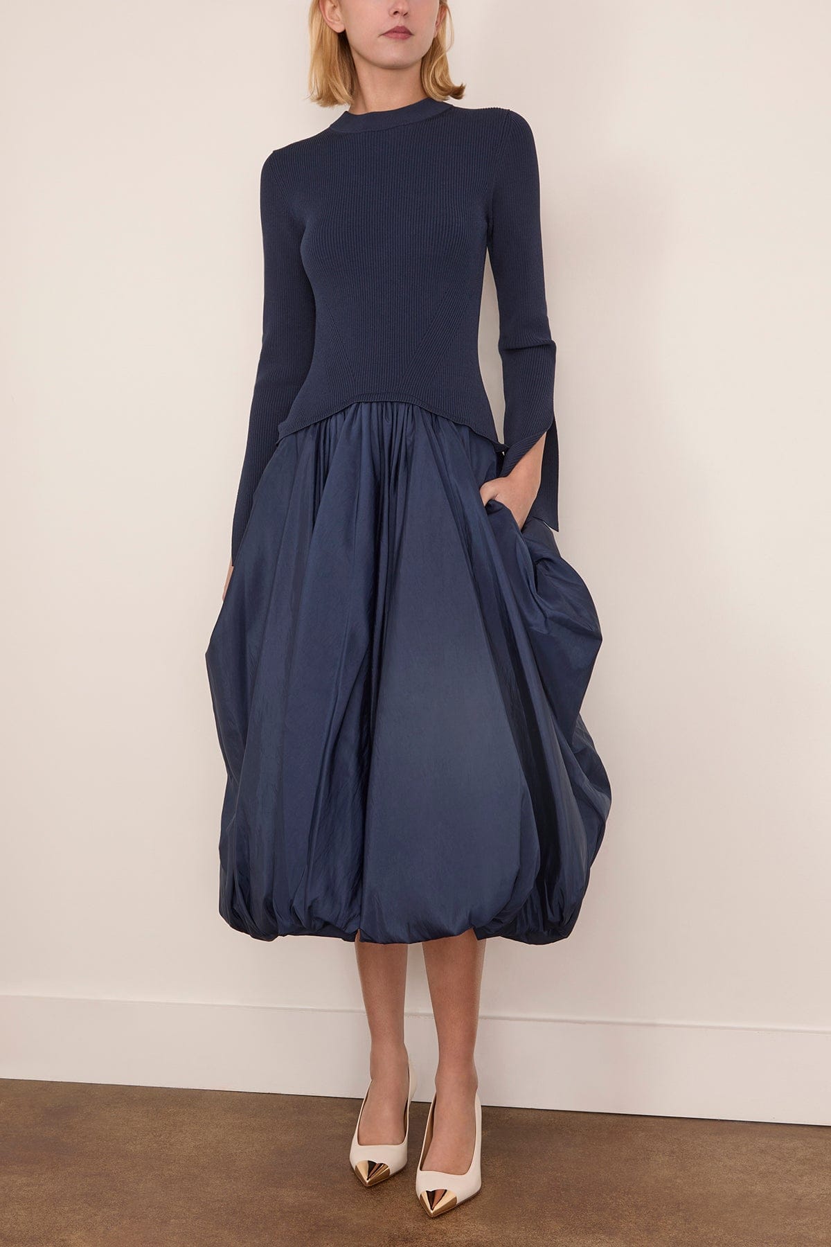 Simkhai Women's Kenlie Bubble Midi-Dress - Midnight - Size Medium Simkhai Women's Kenlie Bubble Midi-Dress - Midnight - Size Medium