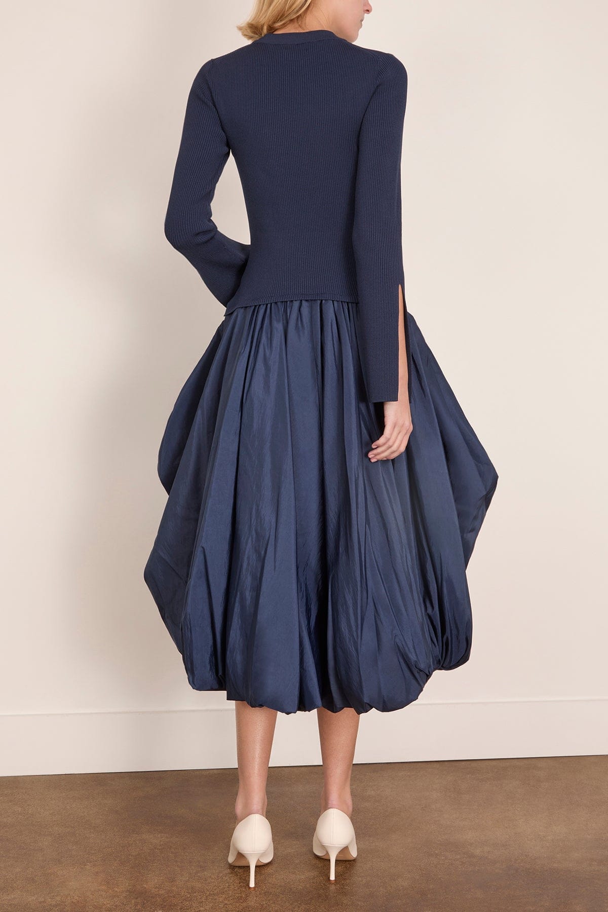 Simkhai Kenlie Long Sleeve Mock Neck Midi Dress in Midnight