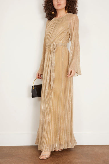 Simkhai Gowns Long Sleeve Belted Gown in Luxor Gold Simkhai Long Sleeve Belted Gown in Luxor Gold