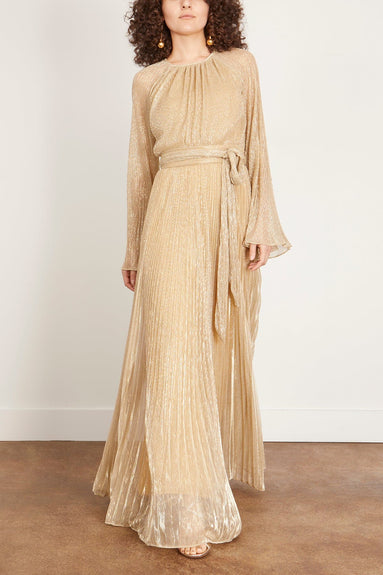 Simkhai Gowns Long Sleeve Belted Gown in Luxor Gold Simkhai Long Sleeve Belted Gown in Luxor Gold