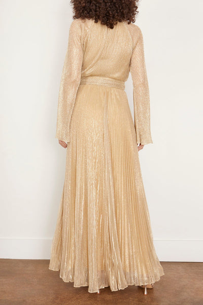 Simkhai Gowns Long Sleeve Belted Gown in Luxor Gold Simkhai Long Sleeve Belted Gown in Luxor Gold