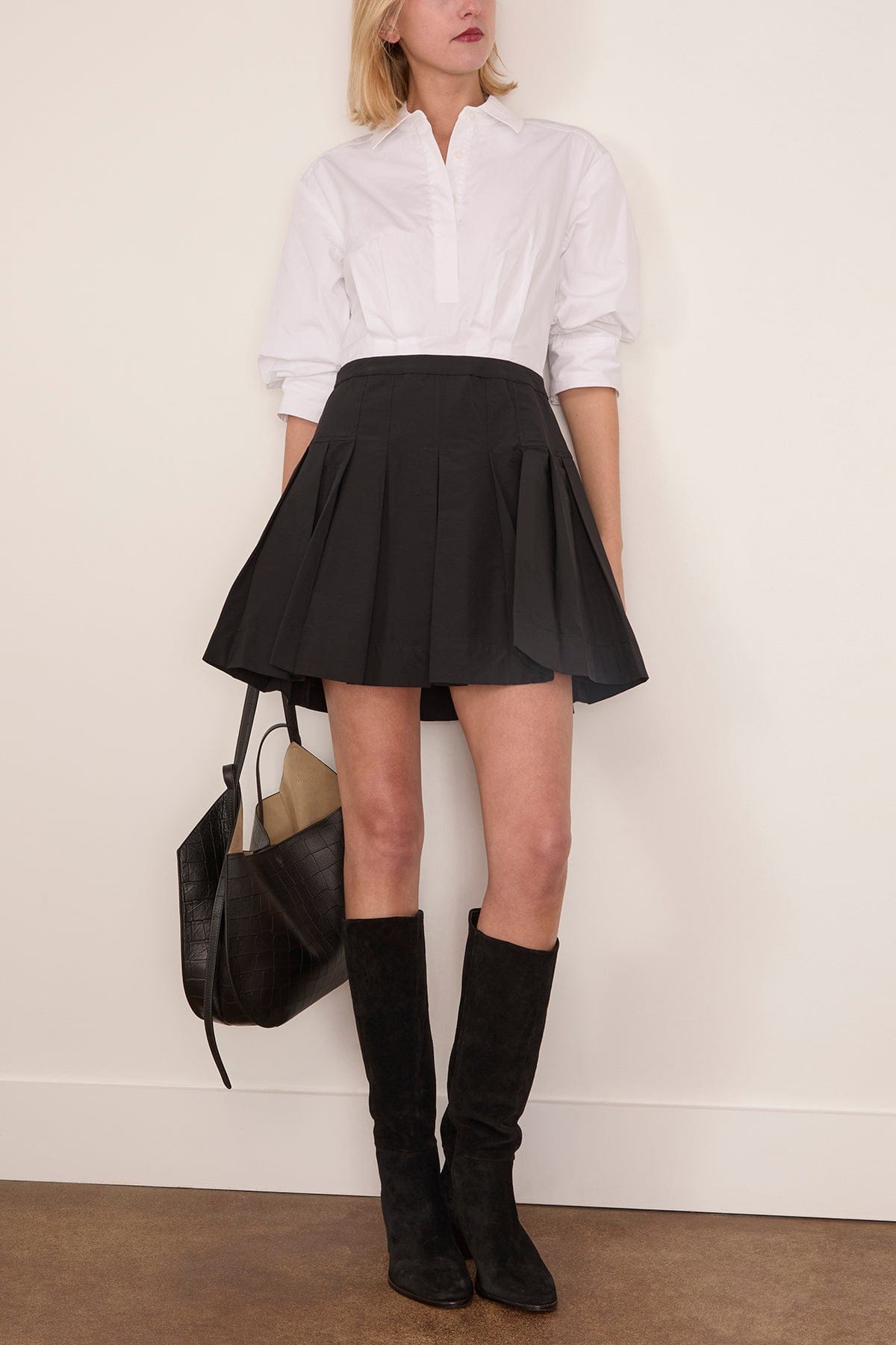 Simkhai Sinclair Short Sleeve Combo Mini Dress in White Multi