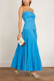 Simkhai Arie Strapless Bustier Midi Dress in Oasis Blue