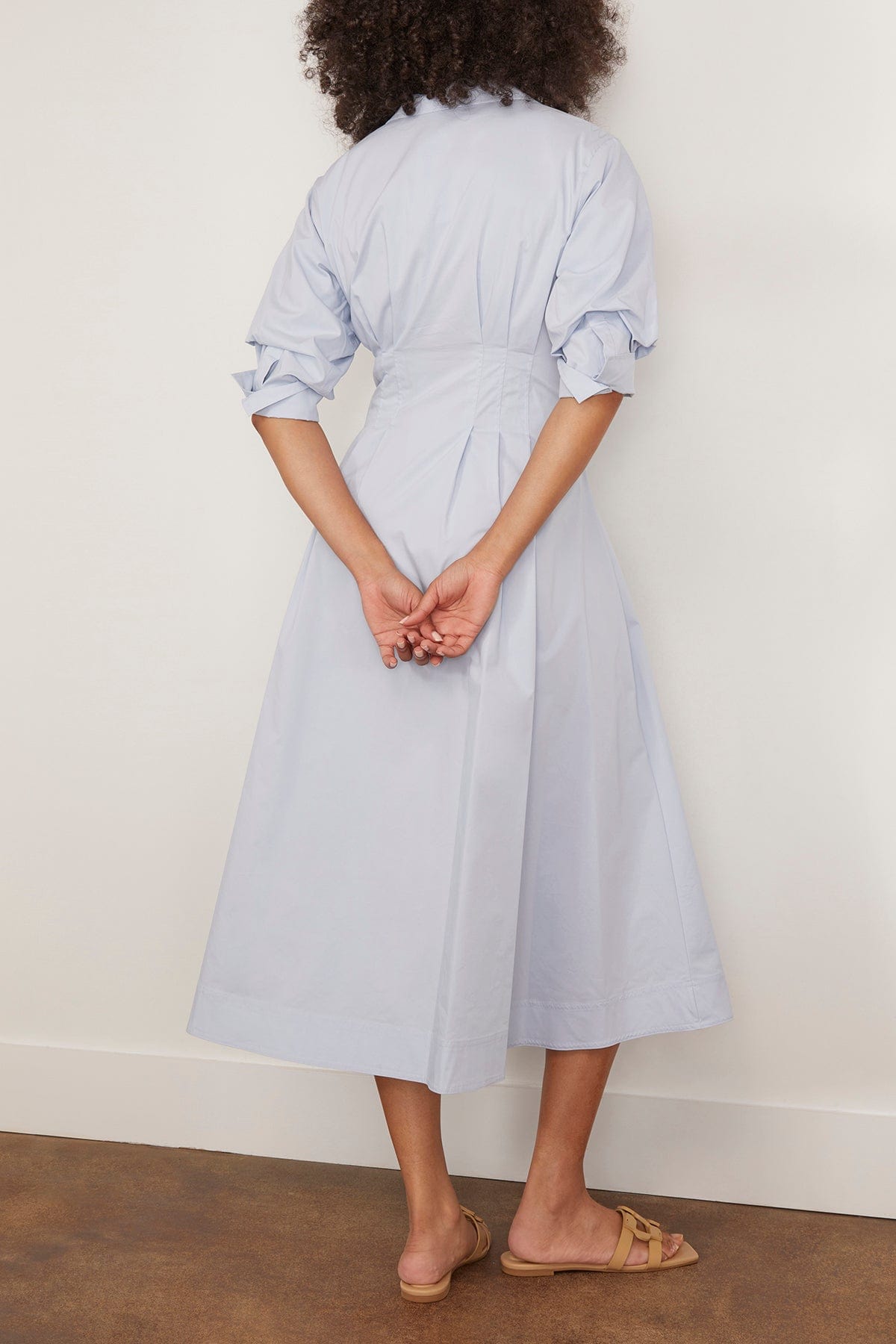 periwinkle dress casual Simkhai Jazz Pintuck Midi Dress in Periwinkle Sky (TS) Hampden Clothing