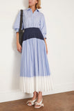 Simkhai Casual Dresses Jenella Pleated Combo Midi Dress in Harbor Blue Stripe Simkhai Jenella Pleated Combo Midi Dress in Harbor Blue Stripe