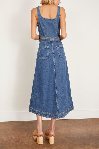 Simkhai Casual Dresses Manson Short Sleeve Belted Midi Dress in Marine Wash Simkhai Manson Short Sleeve Belted Midi Dress in Marine Wash