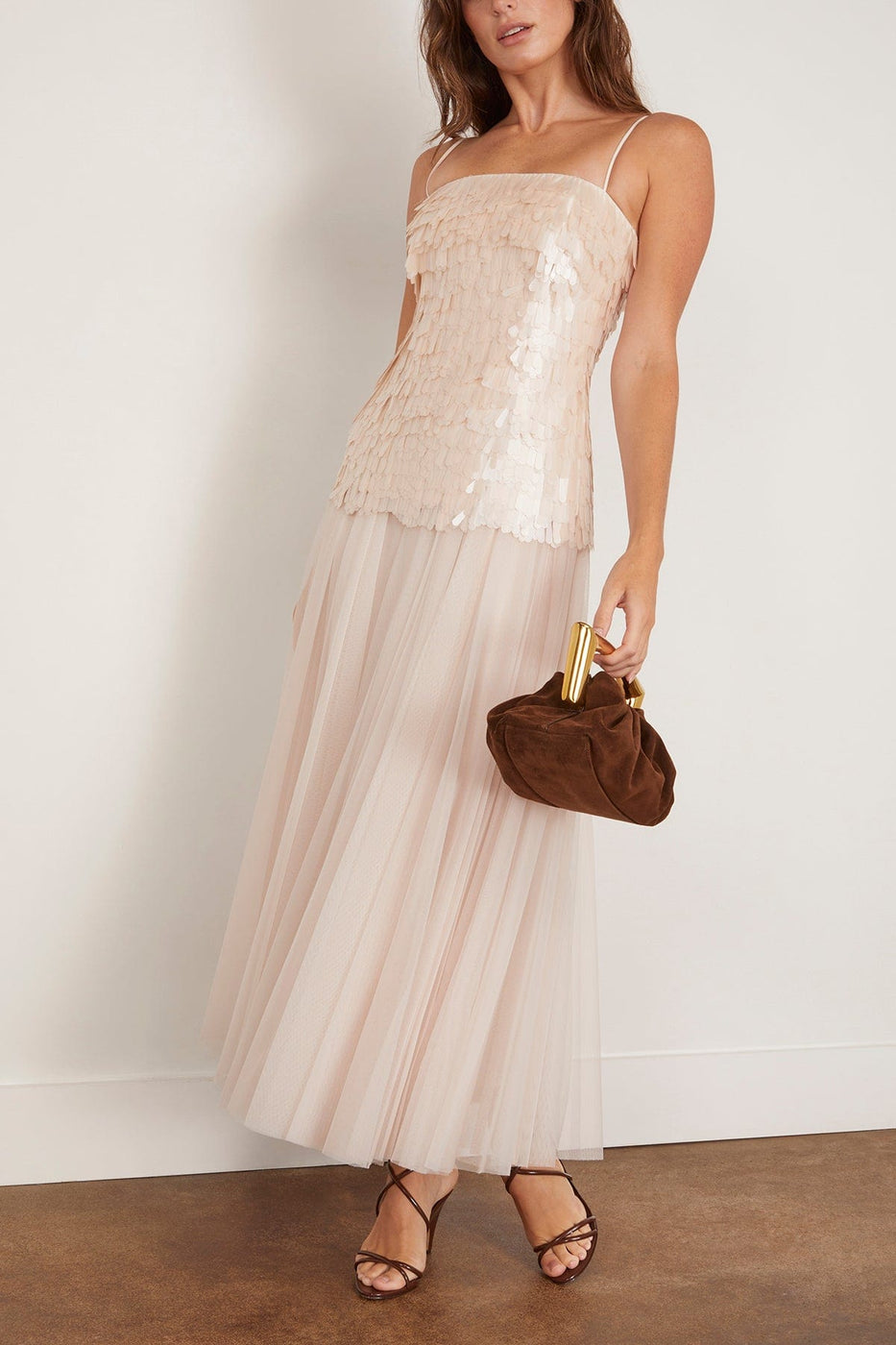 Simkhai Maxine Bustier Midi Dress in Sand