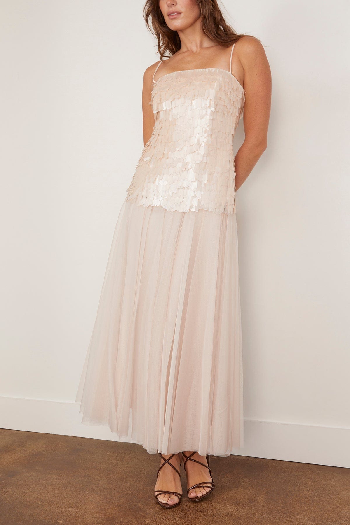 Simkhai Maxine Bustier Midi Dress in Sand