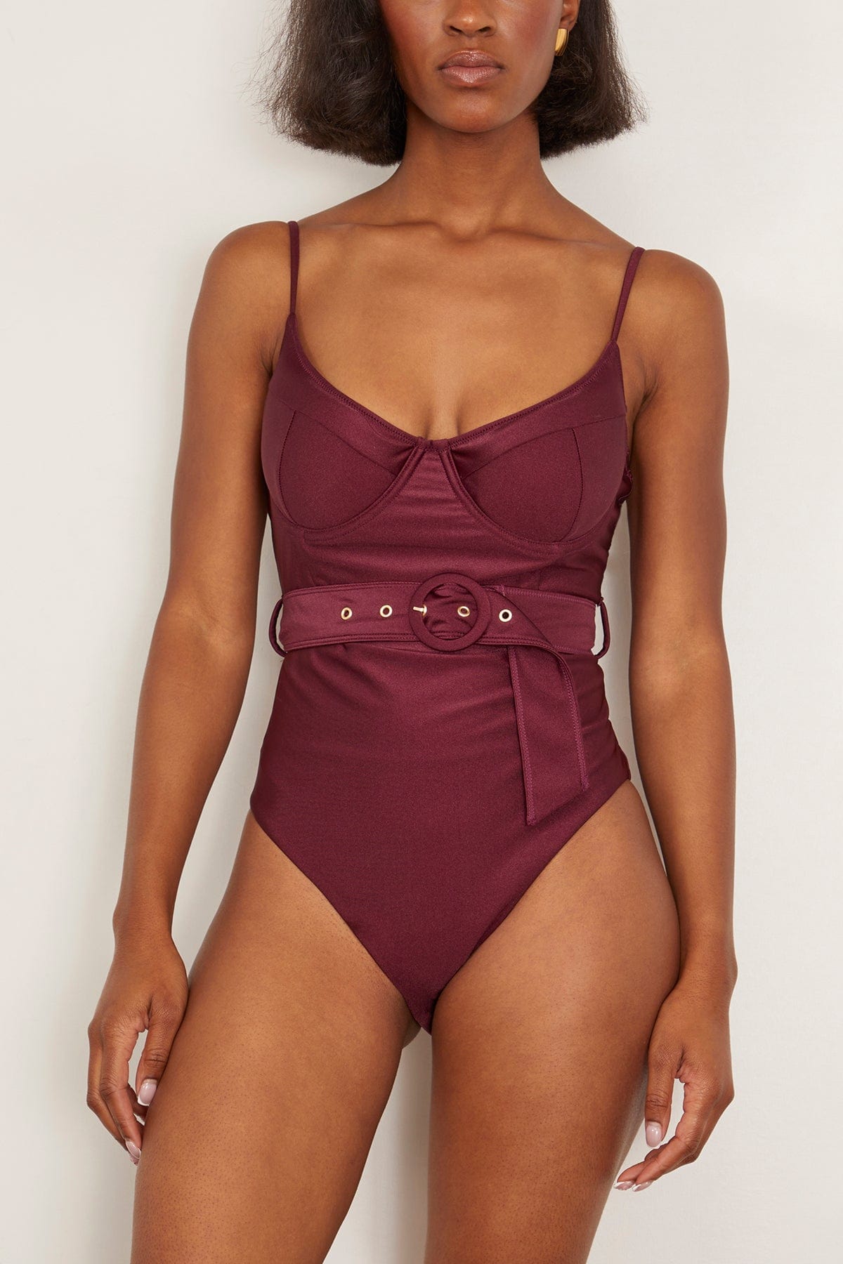 Simkhai Noa Belted Bustier One Piece in Sangria