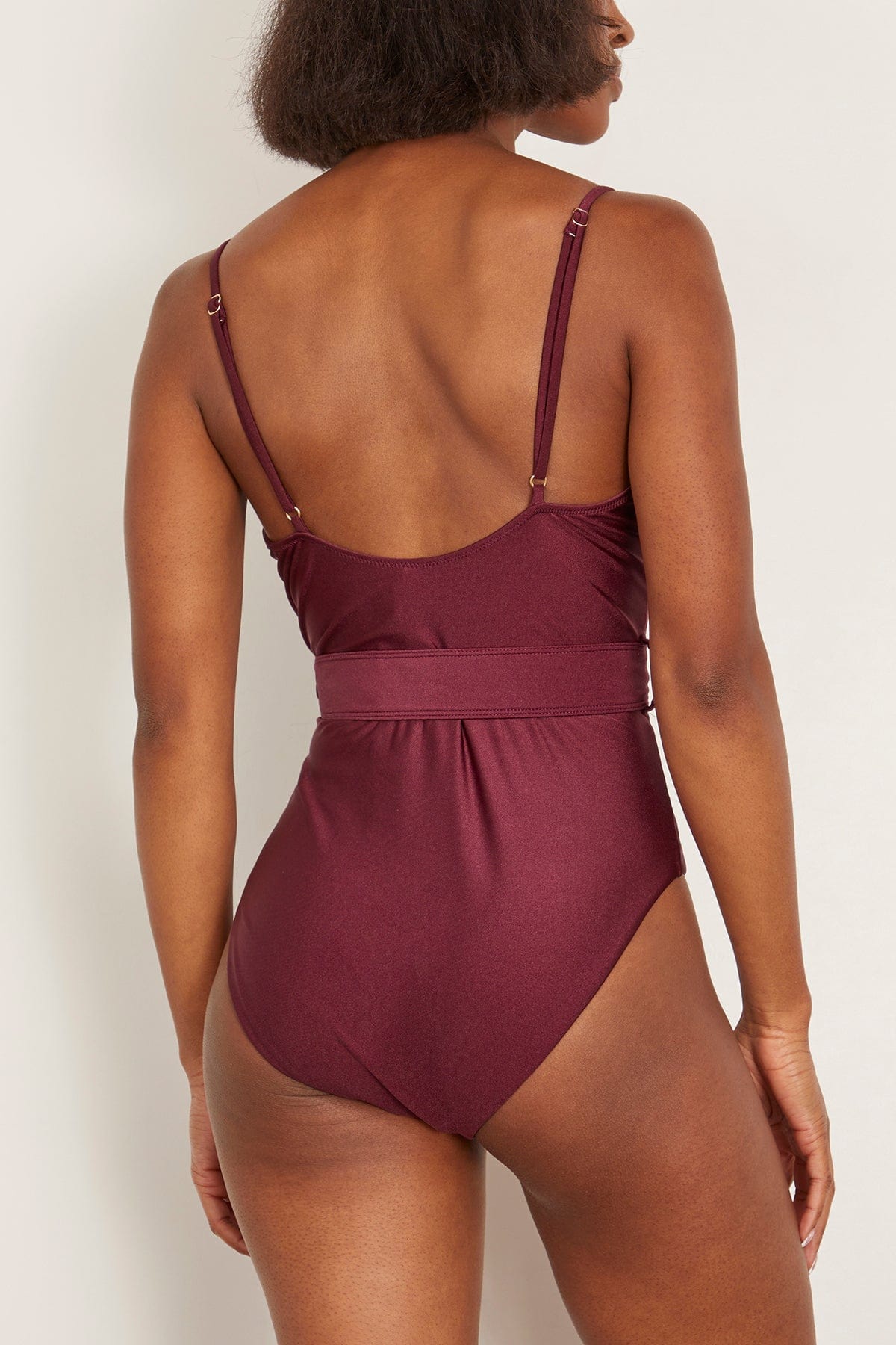 Simkhai Noa Belted Bustier One Piece in Sangria