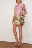 Simkhai Zenon Short Sleeve Mini Dress in Olive Sunset Print