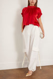 Simone Rocha Tops Elasticated Gathered Ruffle Tulip Top in Red Simone Rocha Elasticated Gathered Ruffle Tulip Top in Red