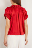 Simone Rocha Tops Elasticated Gathered Ruffle Tulip Top in Red Simone Rocha Elasticated Gathered Ruffle Tulip Top in Red