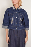 Simone Rocha Jackets Sculpted Cropped Denim Jacket in Indigo/Clear Simone Rocha Sculpted Cropped Denim Jacket in Indigo/Clear