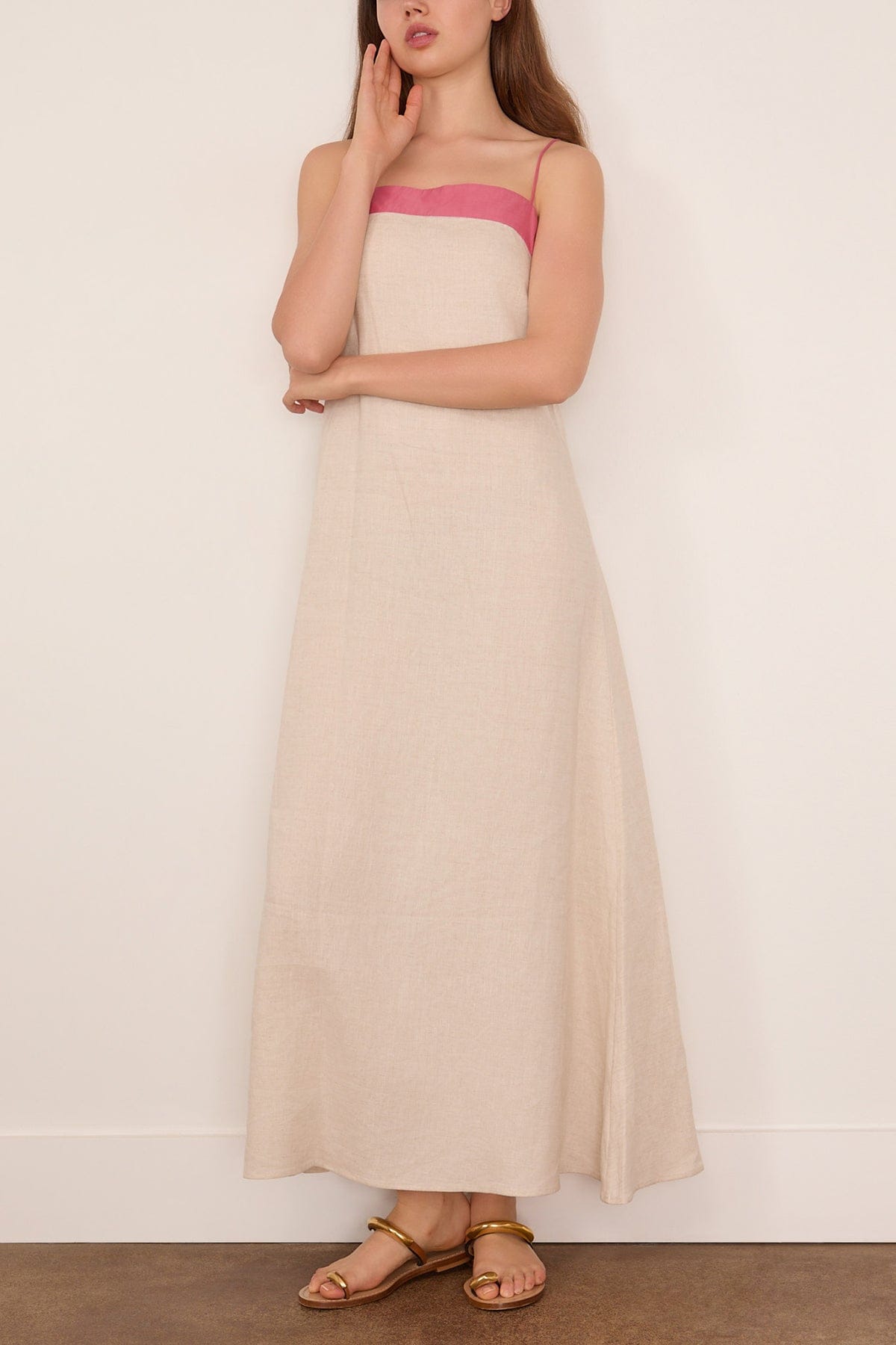 Staud Laura Linen Dress in Blush Canyon Hampden Clothing Staud Laura Linen Dress in Blush Canyon Hampden Clothing