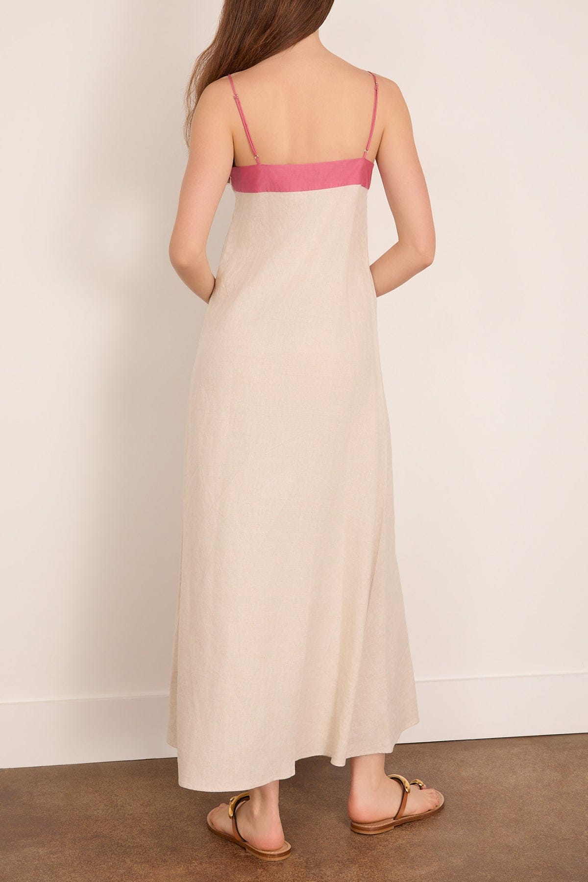 Staud Women's Laura Tipped Linen Maxi Dress - Blush Canyon Staud Women's Laura Tipped Linen Maxi Dress - Blush Canyon