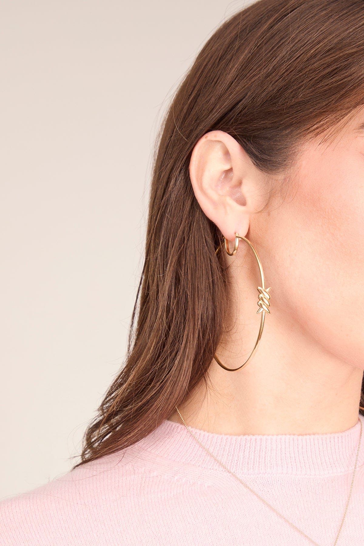 Stoned Fine Jewelry Barb Hoop Earrings in 18k Yellow Gold
