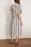 Toast Casual Dresses Drawstring Waist Stripe Cotton Shirt Dress in Ecru/Mixed Blues TOAST Drawstring Waist Stripe Cotton Shirt Dress in Ecru/Mixed Blues