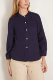 Toast Tops Front Pocket Soft Cotton Linen Twill Shirt in Indigo TOAST Front Pocket Soft Cotton Linen Twill Shirt in Indigo