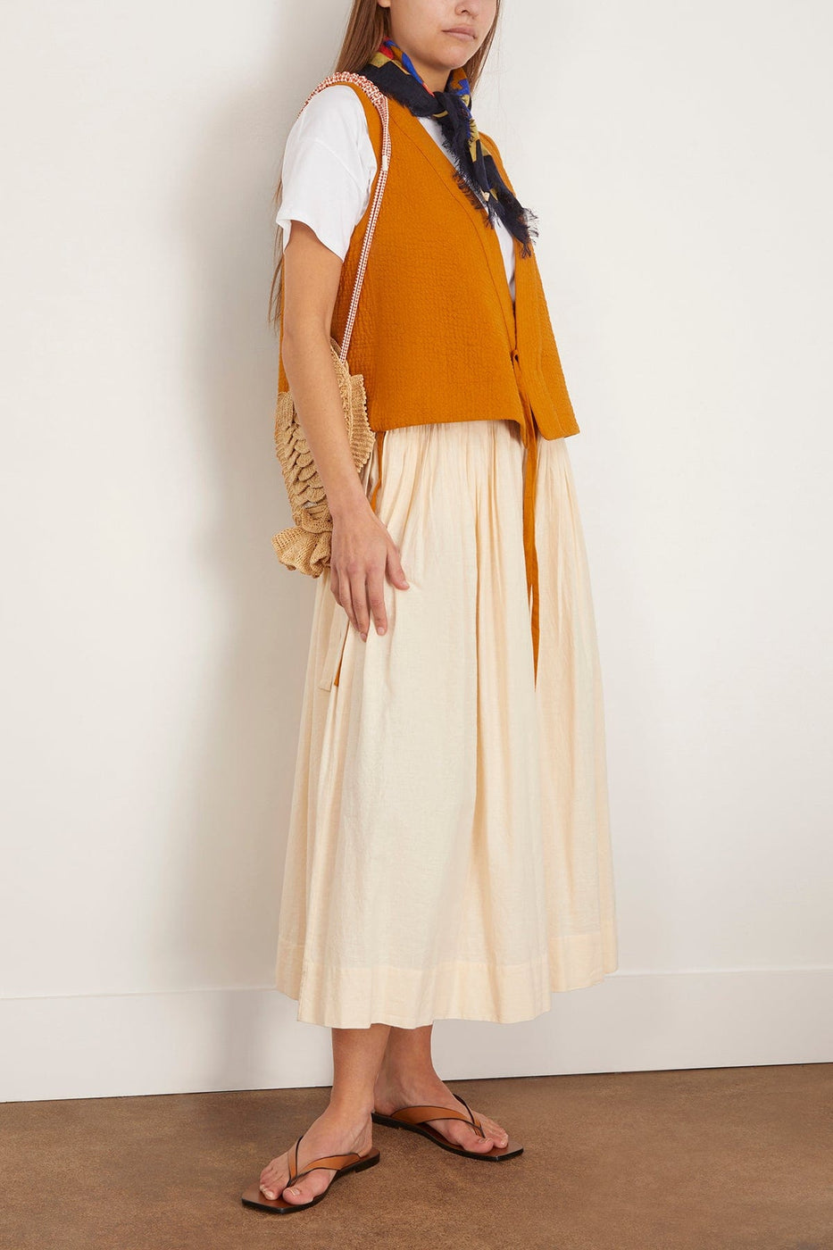 Toast Tops Quilted Cotton Linen Wrap Vest in Tilia Honey TOAST Quilted Cotton Linen Wrap Vest in Tilia Honey
