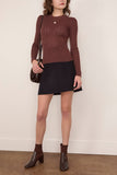 Tanya Taylor Crew Neck Kayden Top in Chocolate Melange