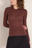 Tanya Taylor Crew Neck Kayden Top in Chocolate Melange